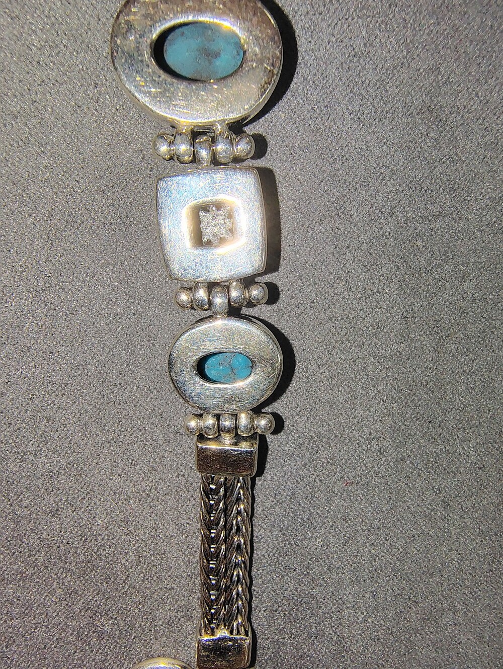 Sterling Silver Turquoise Link Bracelet - Vibrant Turquoise 8" - Picture 5 of 6